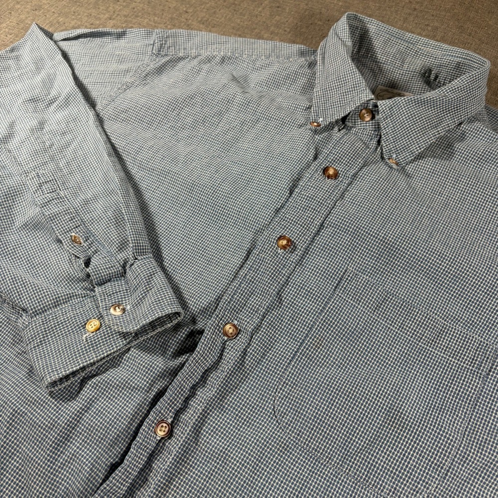 Vintage Brooks Brothers Sport Shirt Mens‎ XL Blue Micro Check Button Long Sleeve